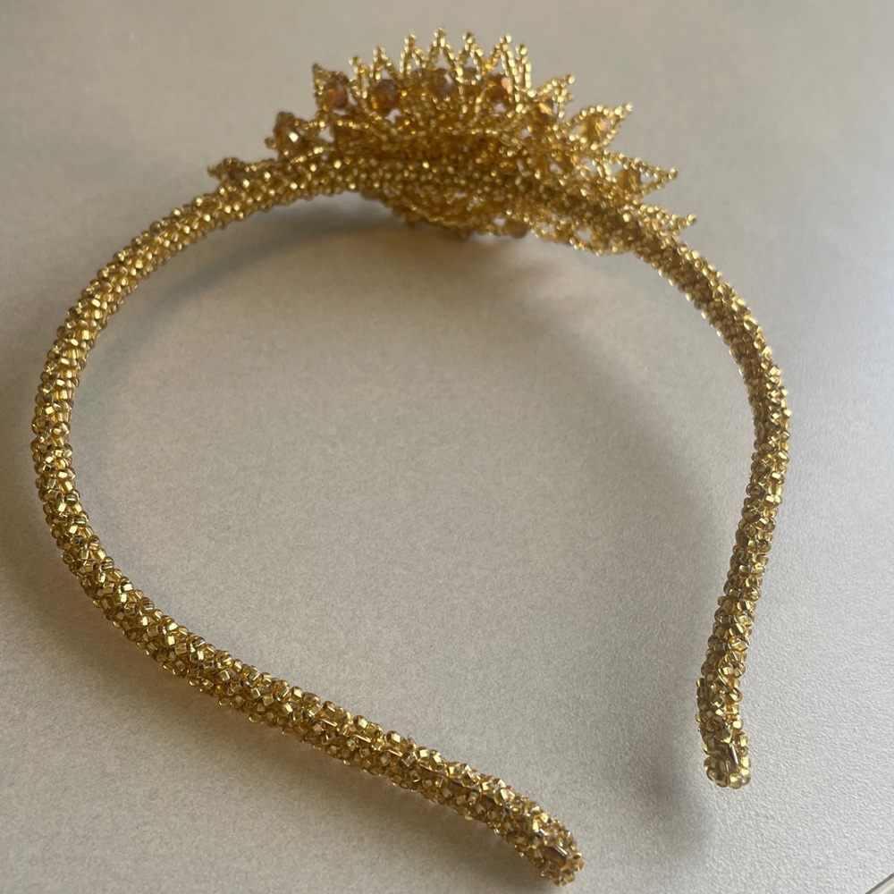 Gold Beaded Floral Headband - Elegant Women’s Hair Accessory - Picture 4 of 7
